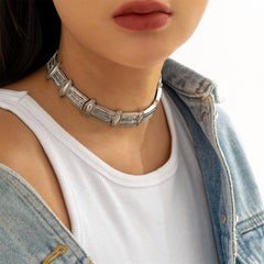 Silver-Plated Marquise Choker Necklace