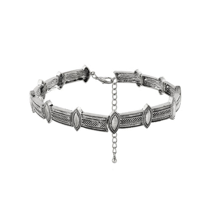 Silver-Plated Marquise Choker Necklace, chunky silver choker necklace, botanical inspired, styled look