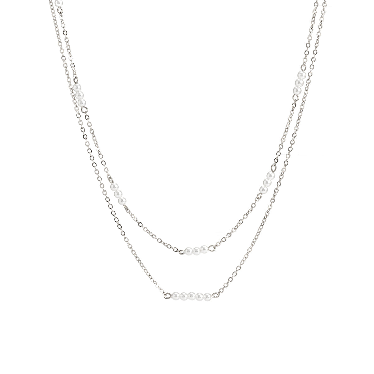 Pearl & Silver-Plated Layered Necklace