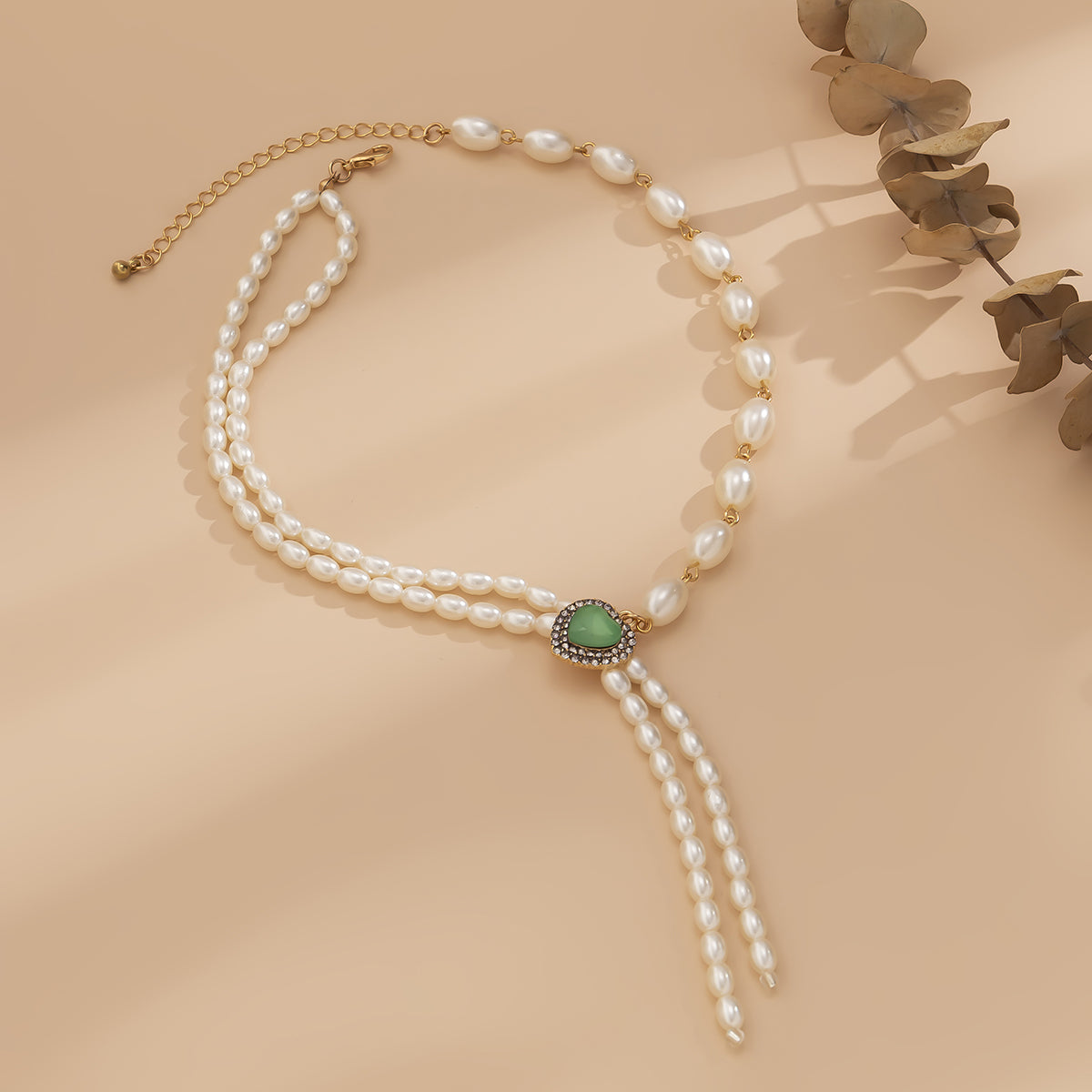 Gemstone & 18K Gold-Plated Heart Pendant Tassel Necklace