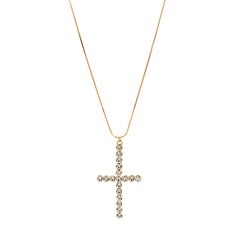 Cubic Zirconia & 18K Gold-Plated Cross Pendant Necklace