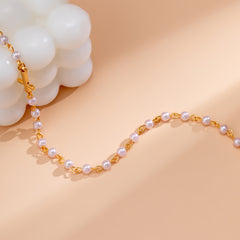 Pearl & 18K Gold-Plated Sideways Cross Pendant Necklace