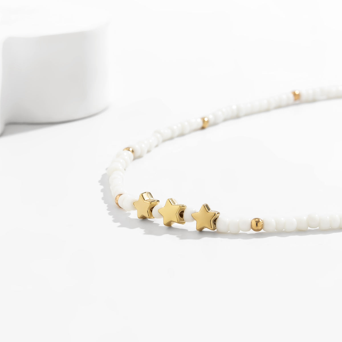 White Howlite & 18K Gold-Plated Star Beaded Pendant Necklace