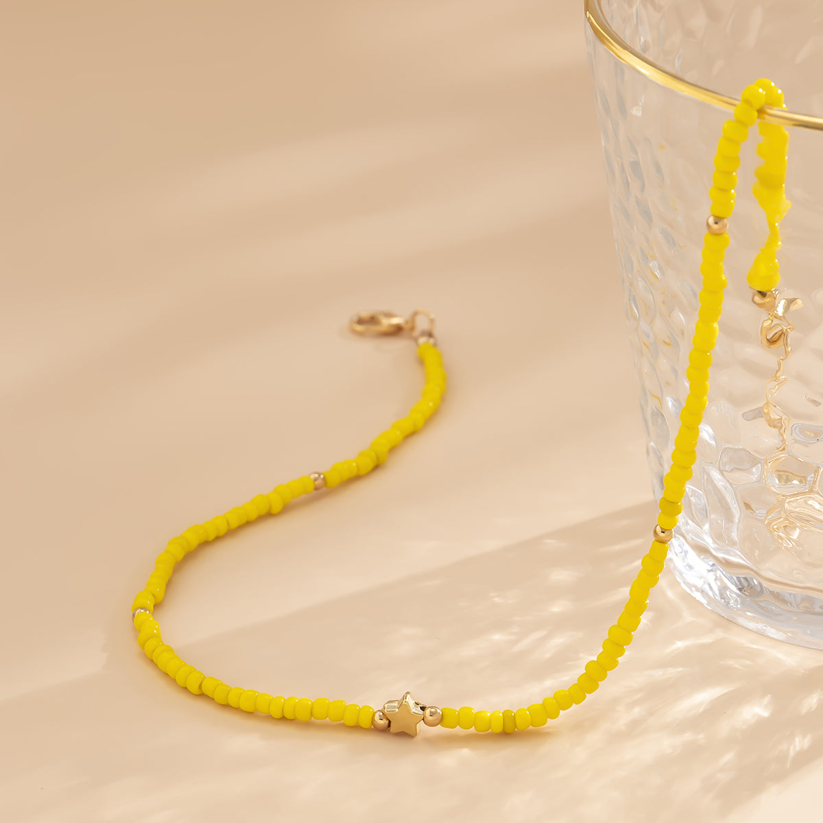 Yellow Howlite & 18K Gold-Plated Star Beaded Choker Necklace