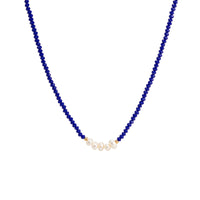 Navy & Pearl Beaded Choker Necklace