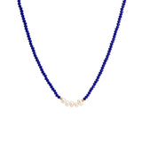 Navy & Pearl Beaded Choker Necklace