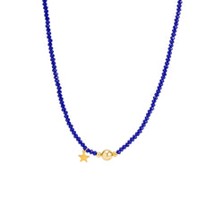 Navy Acrylic & 18K Gold-Plated Star Beaded Choker Necklace