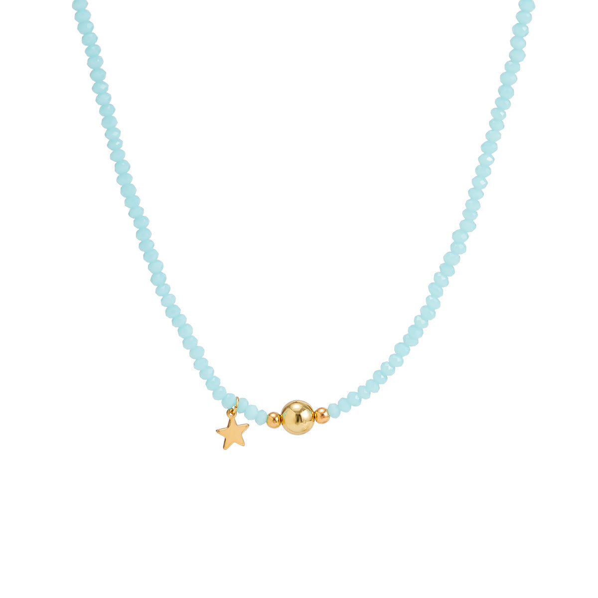 Sky Blue Acrylic & 18K Gold-Plated Star Beaded Choker Necklace