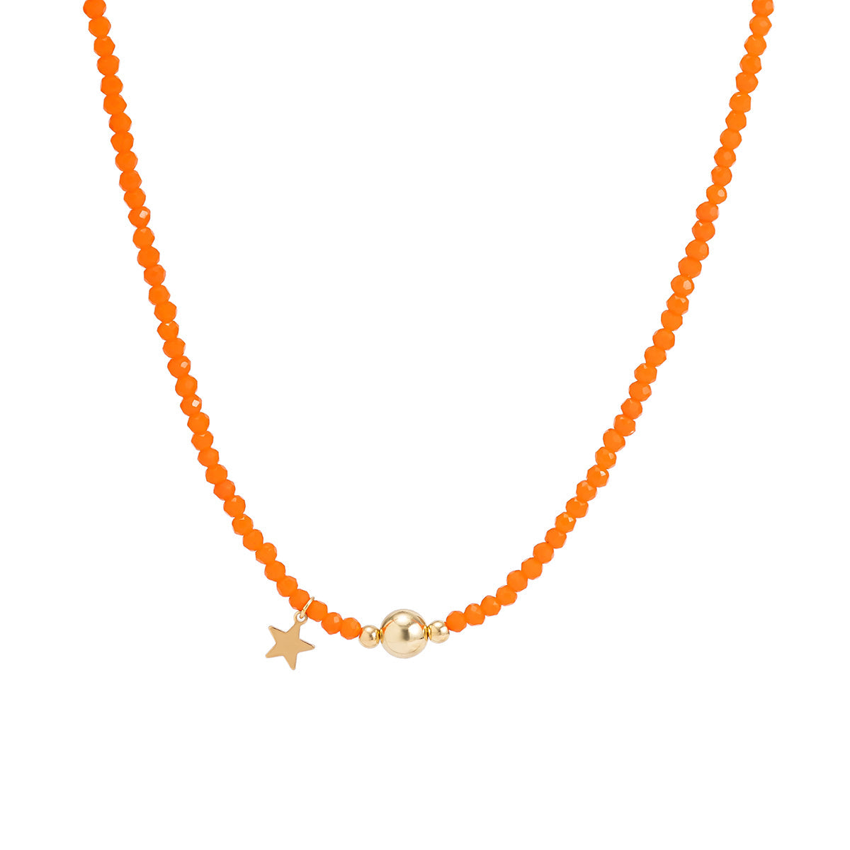 Tangerine Acrylic & 18K Gold-Plated Star Beaded Choker Necklace