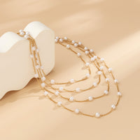 Pearl & 18k Gold-Plated Layered Statement Necklace