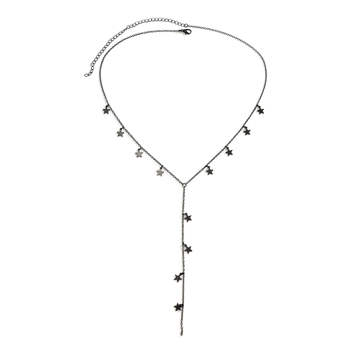 Black Star Station Necklace, pendant necklace for women, elegant gift for her, side view