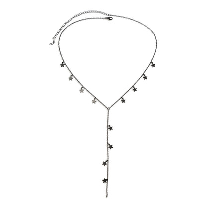 Black Star Station Necklace, pendant necklace for women, elegant gift for her, side view
