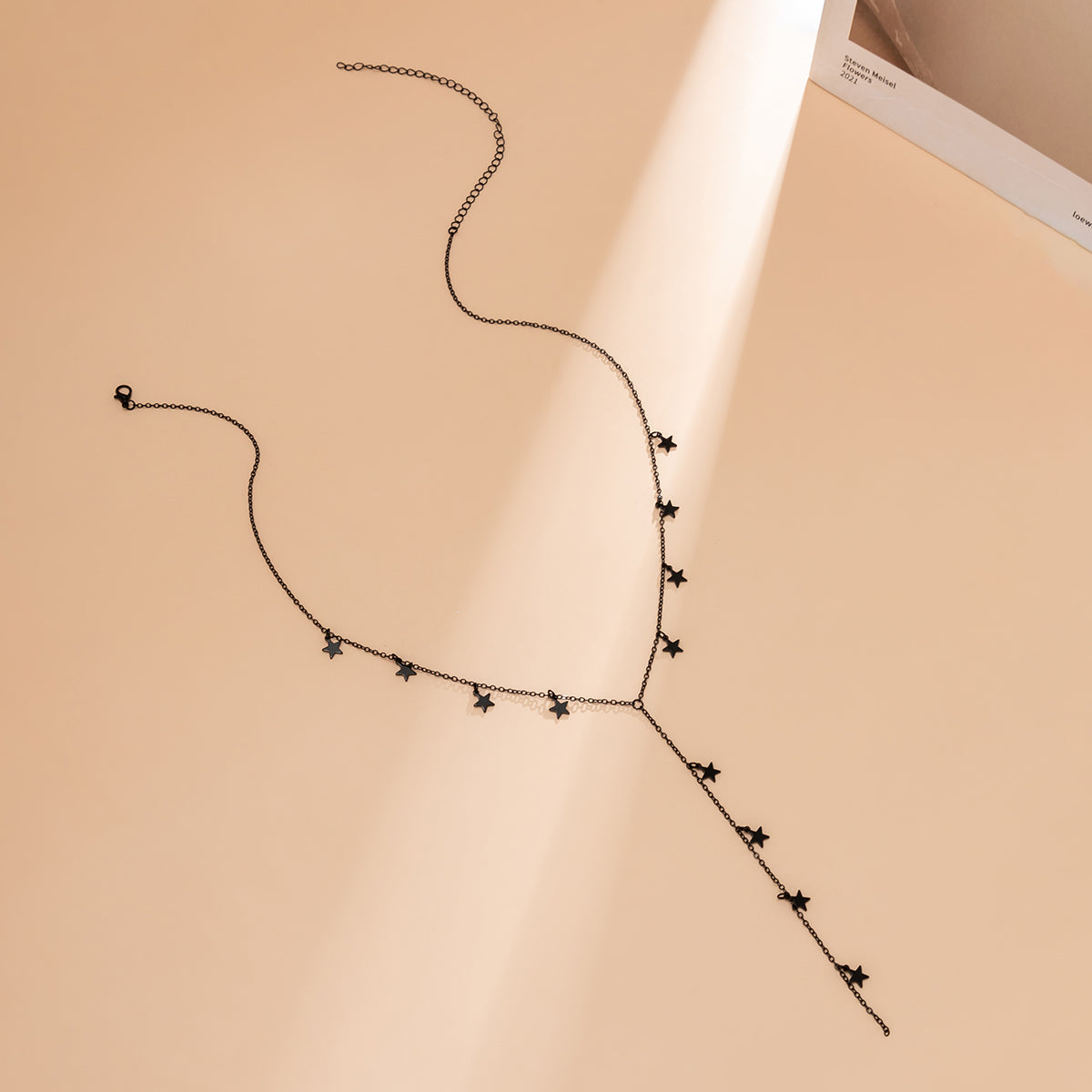 Black Star Station Necklace, pendant necklace for women, elegant gift for her, detail close-up