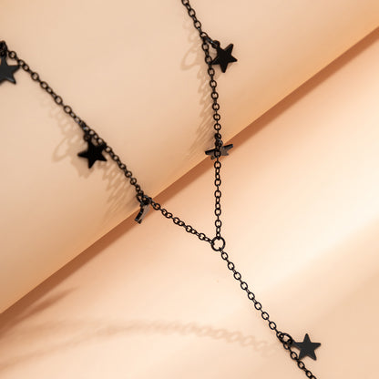 Black Star Station Necklace, pendant necklace for women, elegant gift for her, lifestyle look