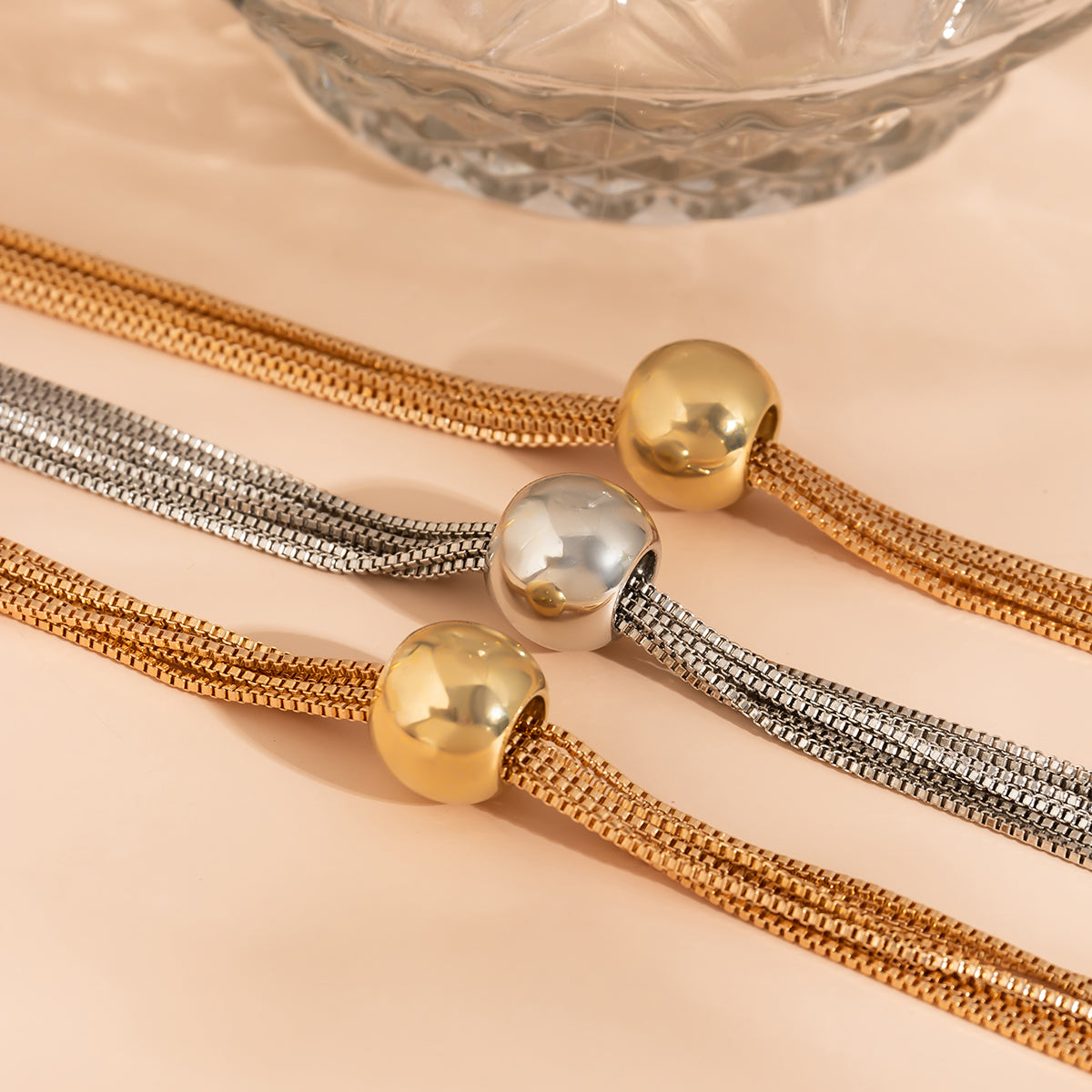 Two-Tone Ball Layered Collar Necklace, pendant necklace for women, everyday style, lifestyle look