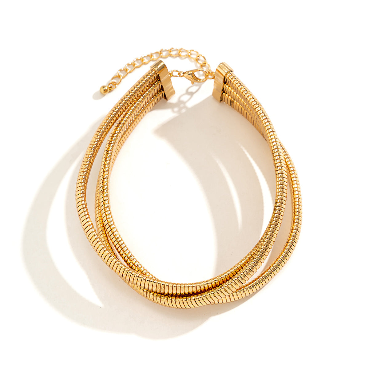 18K Gold-Plated Herringbone Layered Choker