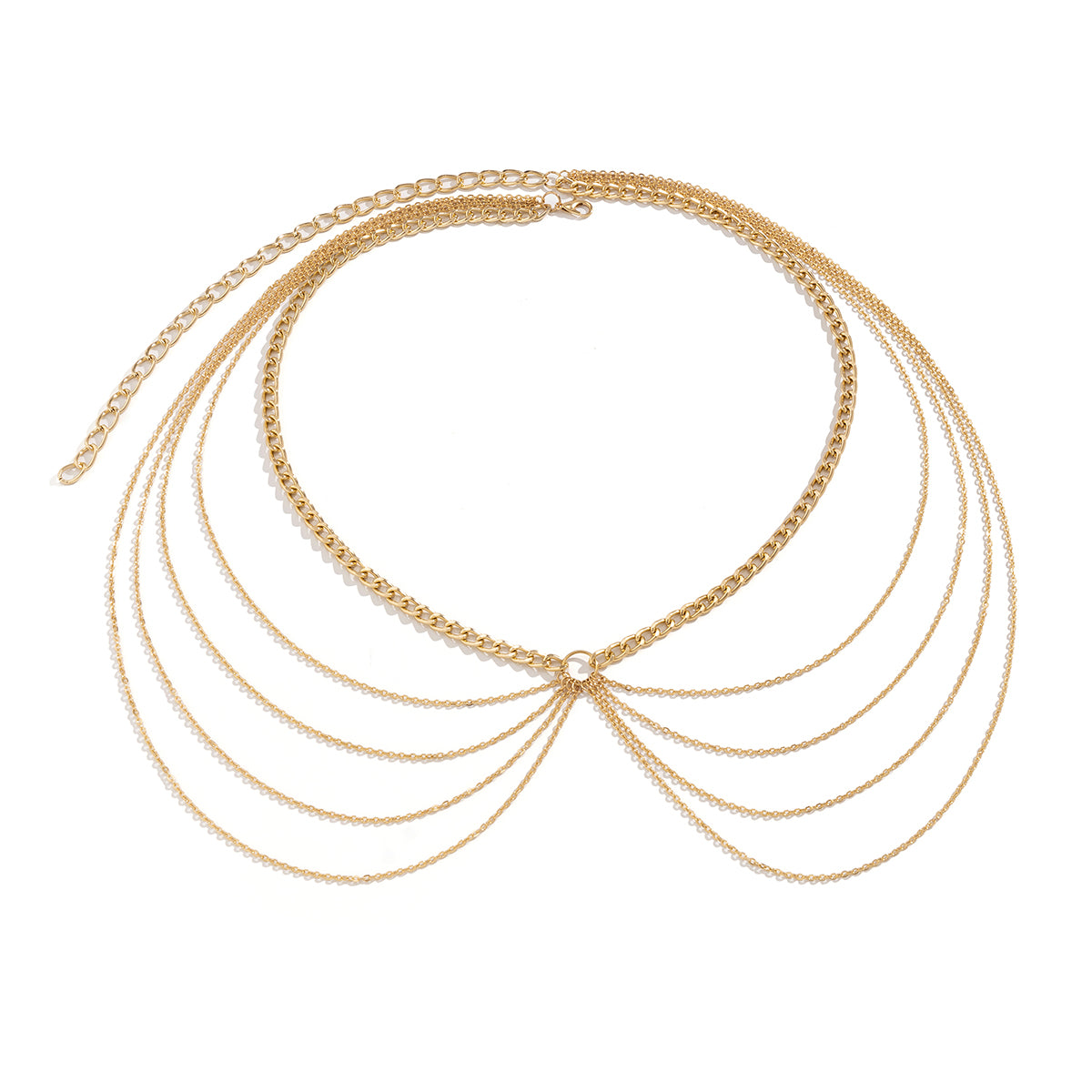 18K Gold-Plated Layered Waist Chain, gold pendant necklace for women, botanical inspired, styled look