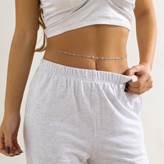Cubic Zirconia & Silver-Plated Star Waist Chain