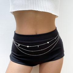 Silver-Plated Sequin Layered Waist Chain