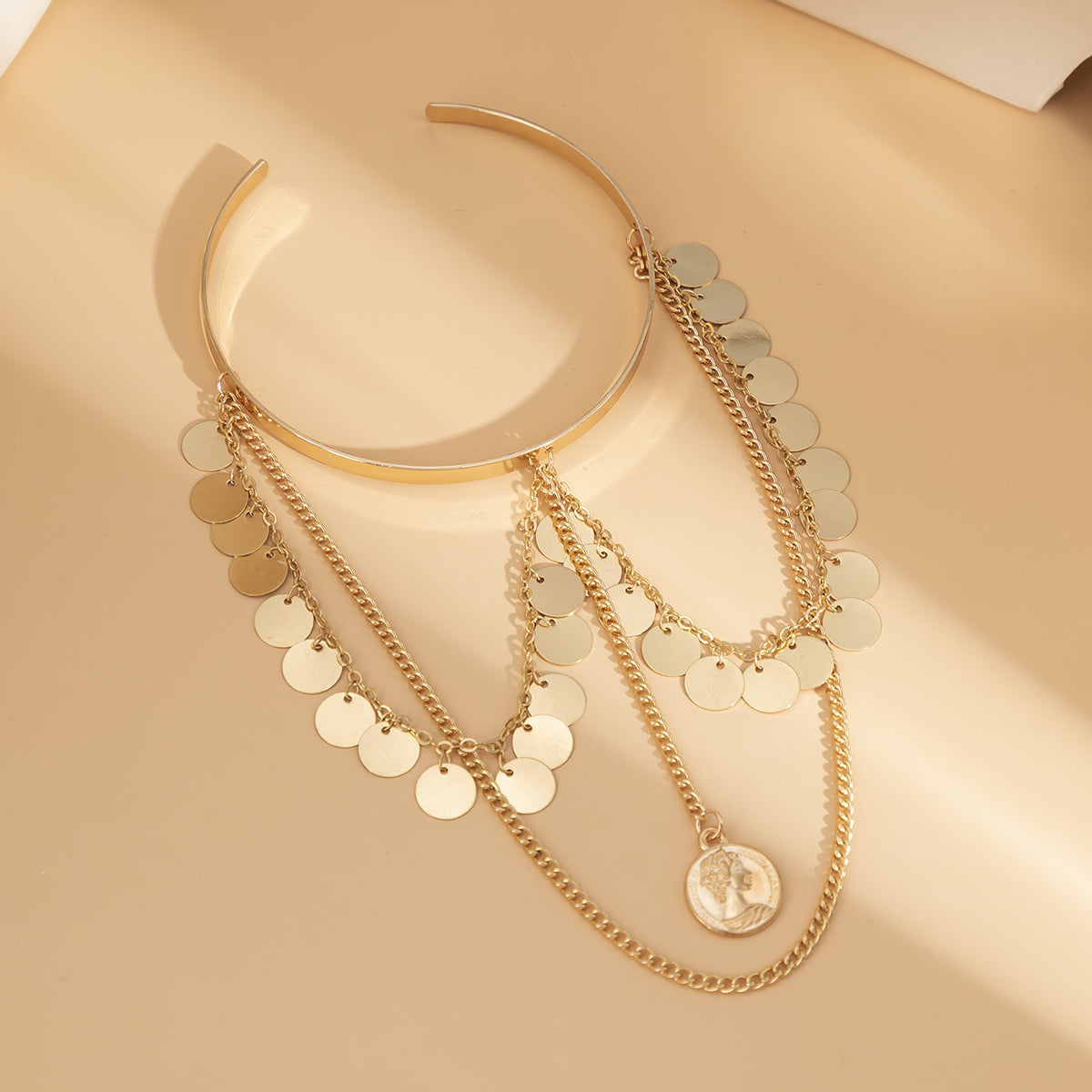 18K Gold-Plated Sequin Tassel Arm Cuff