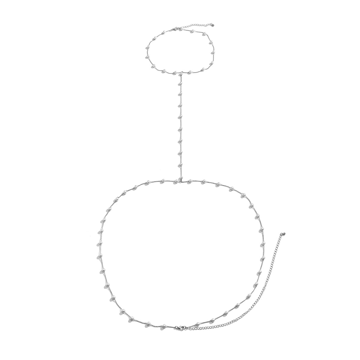 Pearl and Silver-Plated Neck-To-Waist Chain, vintage-inspired design, styled look