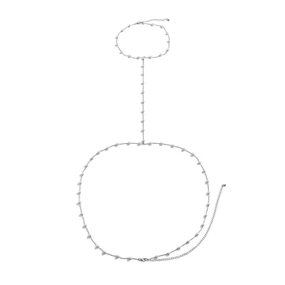 Pearl and Silver-Plated Neck-To-Waist Chain, vintage-inspired design, styled look