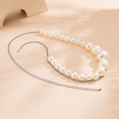 Pearl & Silver-Plated Layered Waist Chain