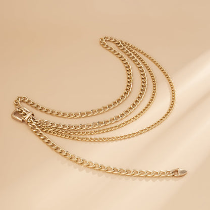18K Gold-Plated Layered Lariat Waist Chain, gold pendant necklace for women, dainty minimalist design, styled look