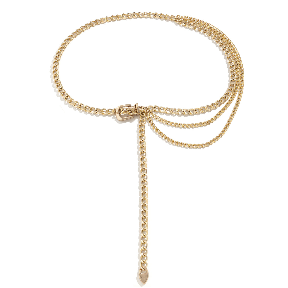 18K Gold-Plated Layered Lariat Waist Chain, gold pendant necklace for women, dainty minimalist design, lifestyle look