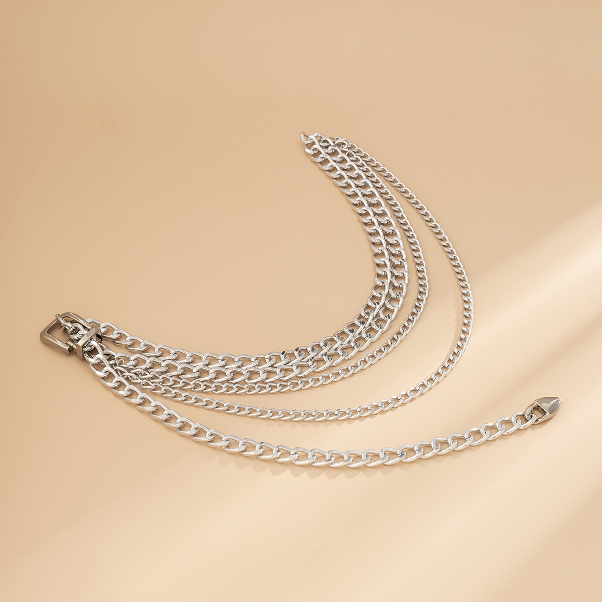 Silver-Plated Layered Lariat Waist Chain, silver pendant necklace for women, everyday style, lifestyle look