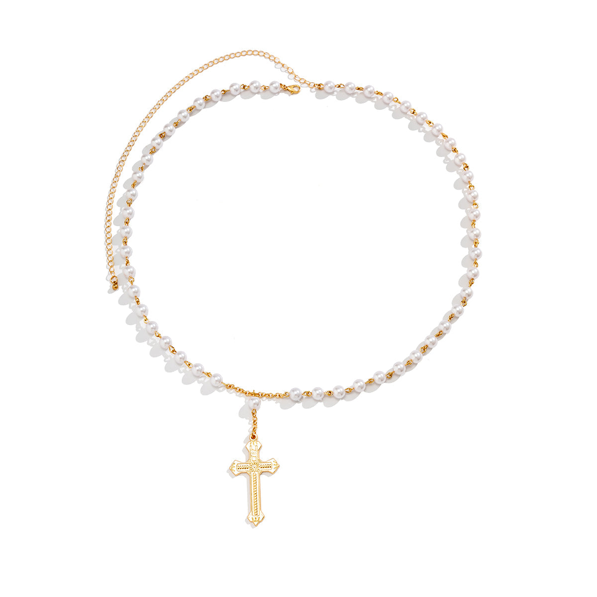 Pearl & 18K Gold-Plated Cross Pendant Waist Chain