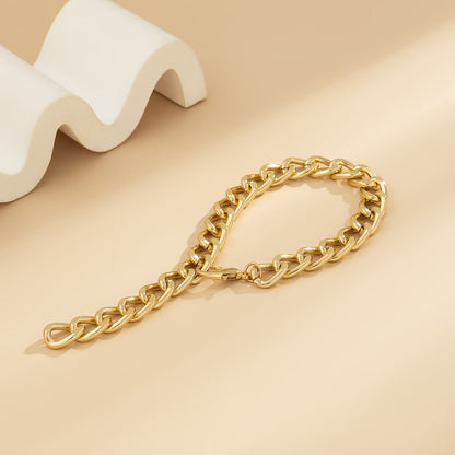 18K Gold-Plated Curb Chain Bracelet, gold bracelet for women, botanical inspired, lifestyle look
