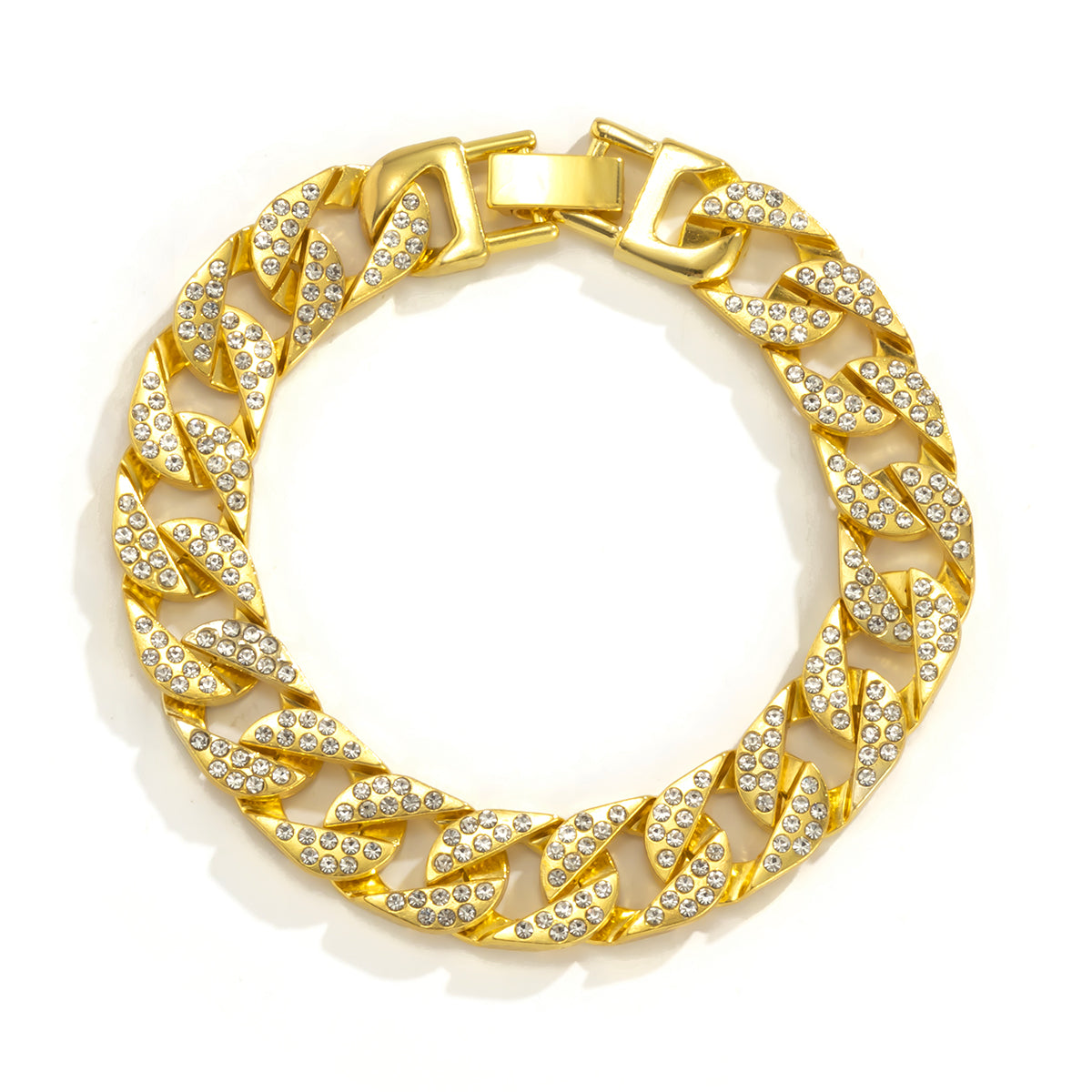 Cubic Zirconia & 18K Gold-Plated Curb Chain Bracelet