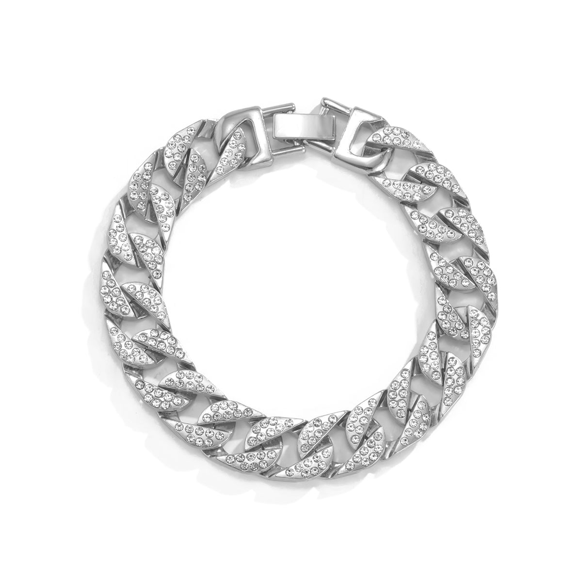 Cubic Zirconia & Silver-Plated Curb Chain Bracelet