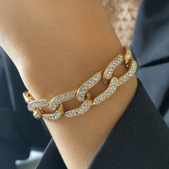 Cubic Zirconia & 18K Gold-Plated Curb Chain Bracelet