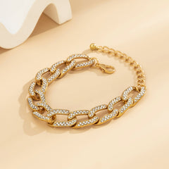 Cubic Zirconia & 18K Gold-Plated Curb Chain Bracelet