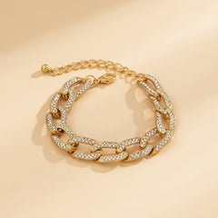 Cubic Zirconia & 18K Gold-Plated Curb Chain Bracelet