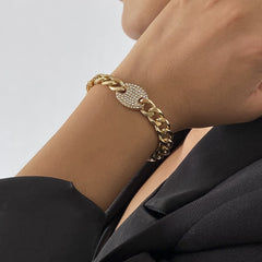 Cubic Zirconia & 18K Gold-Plated Oval Cable Chain Bracelet