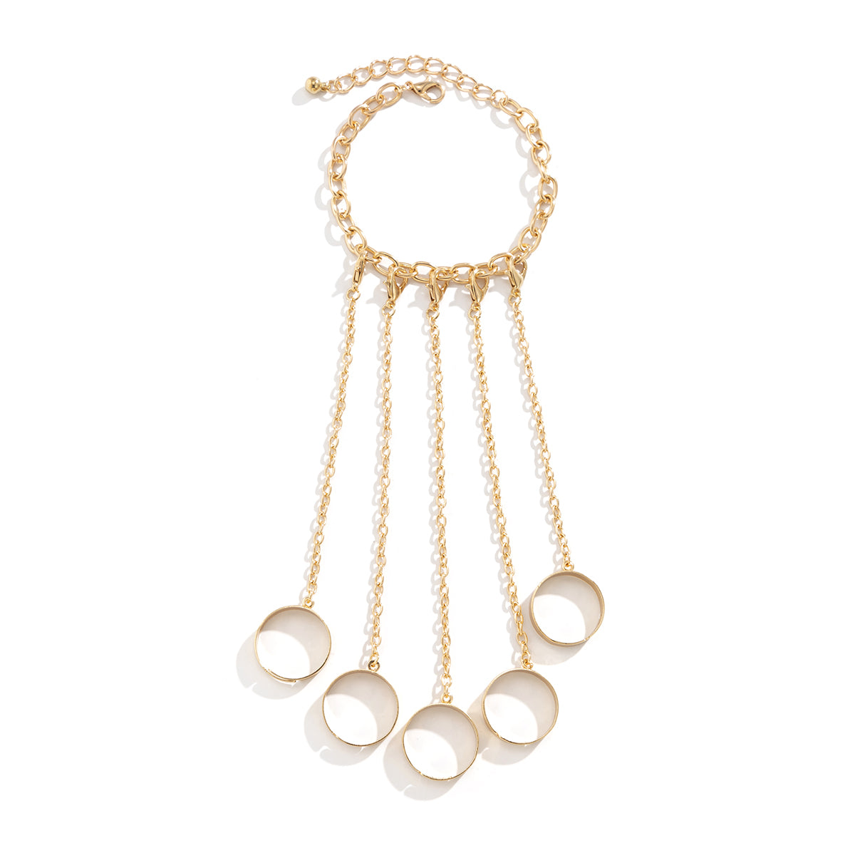 18K Gold-Plated Five-Finger Wrist-To-Ring Bracelet, gold bracelet for women, elegant gift for her, side view