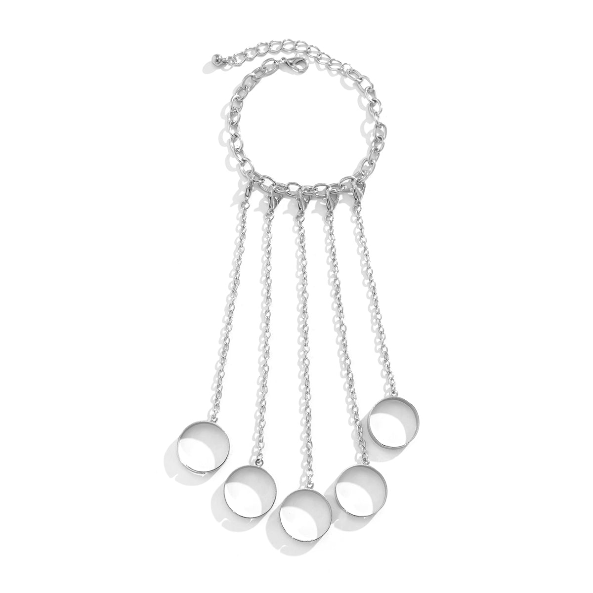 Silver-Plated Five-Chain Wrist-To-Ring Bracelet, silver bracelet for women, dainty minimalist design, lifestyle look