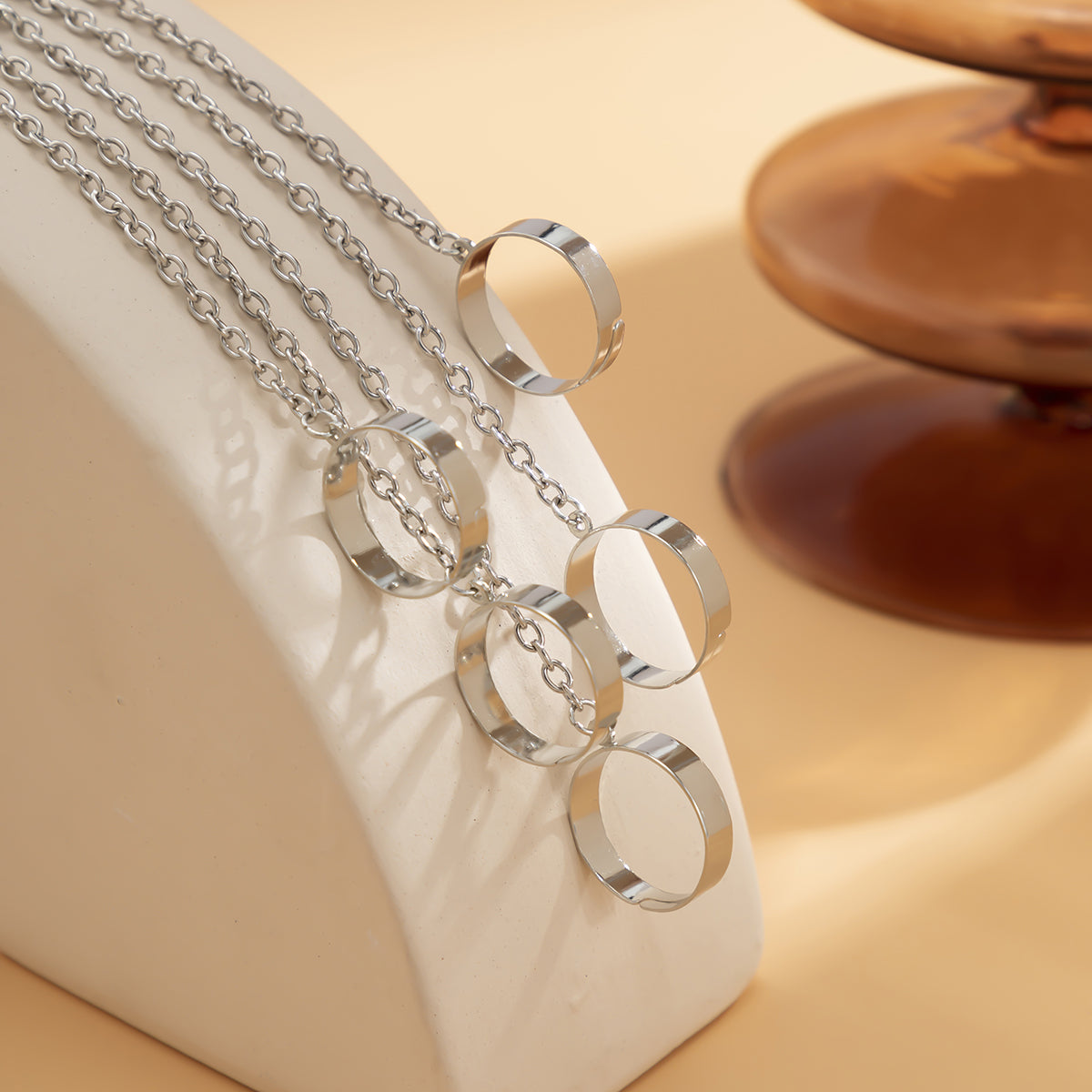 Silver-Plated Five-Chain Wrist-To-Ring Bracelet, silver bracelet for women, dainty minimalist design, side view