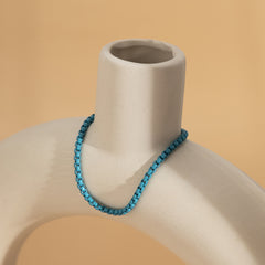 Blue Enamel & Silver-Plated Chain Bracelet