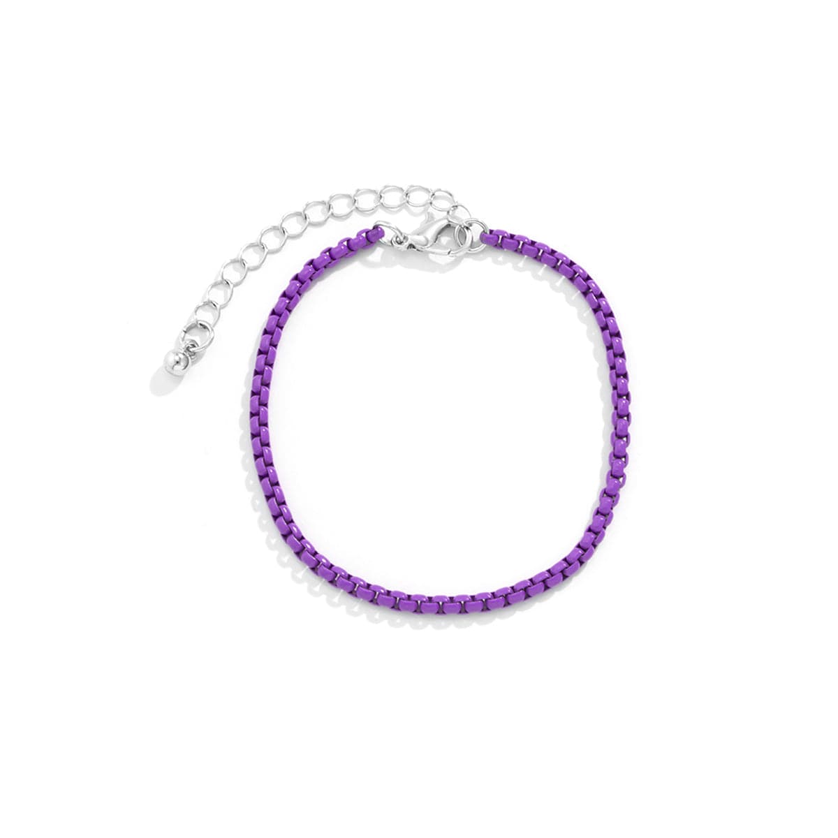 Dark Purple Enamel and Silver-Plated Chain Bracelet, silver bracelet for women, elegant gift for her, styled look