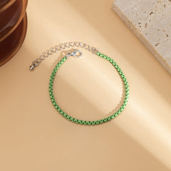 Mint Enamel & Silver-Plated Box Chain Bracelet