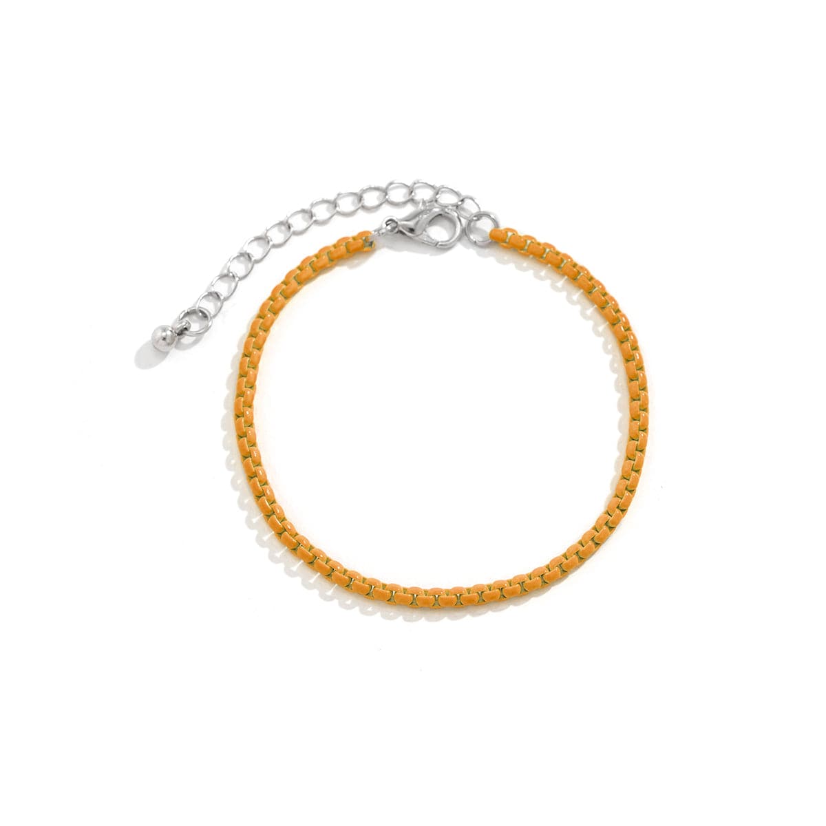 Orange Enamel & Silver-Plated Chain Bracelet