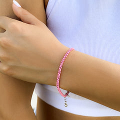 Pink Enamel Popcorn Chain Bracelet