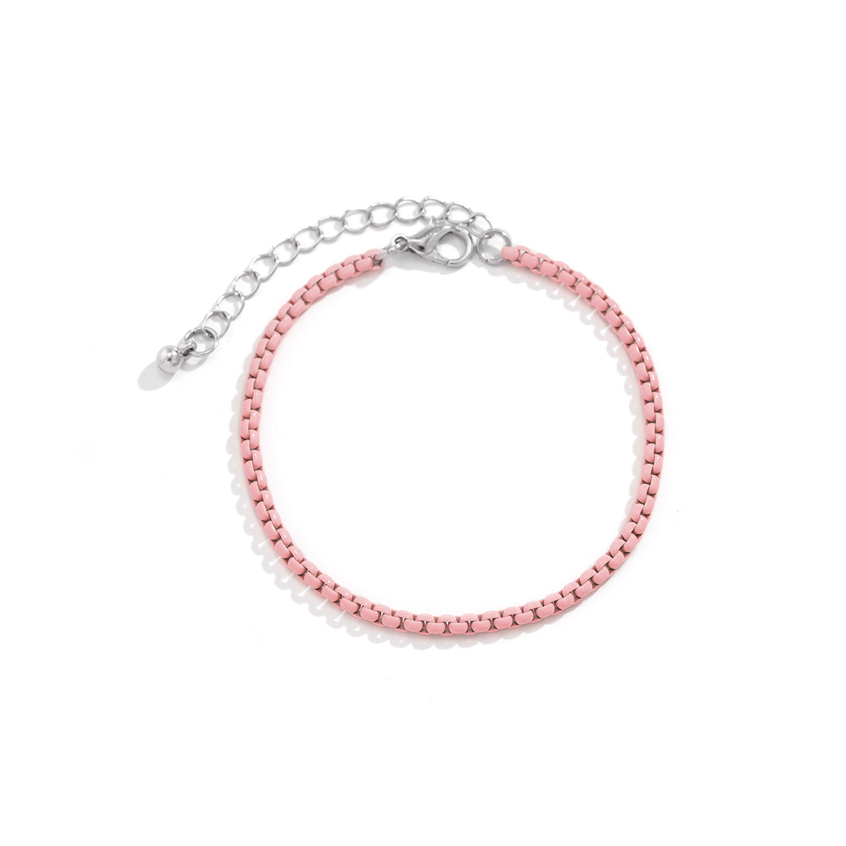 Pink Enamel Popcorn Chain Bracelet, bracelet for women, vintage-inspired design, lifestyle look