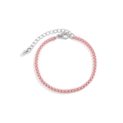 Pink Enamel Popcorn Chain Bracelet, bracelet for women, vintage-inspired design, lifestyle look