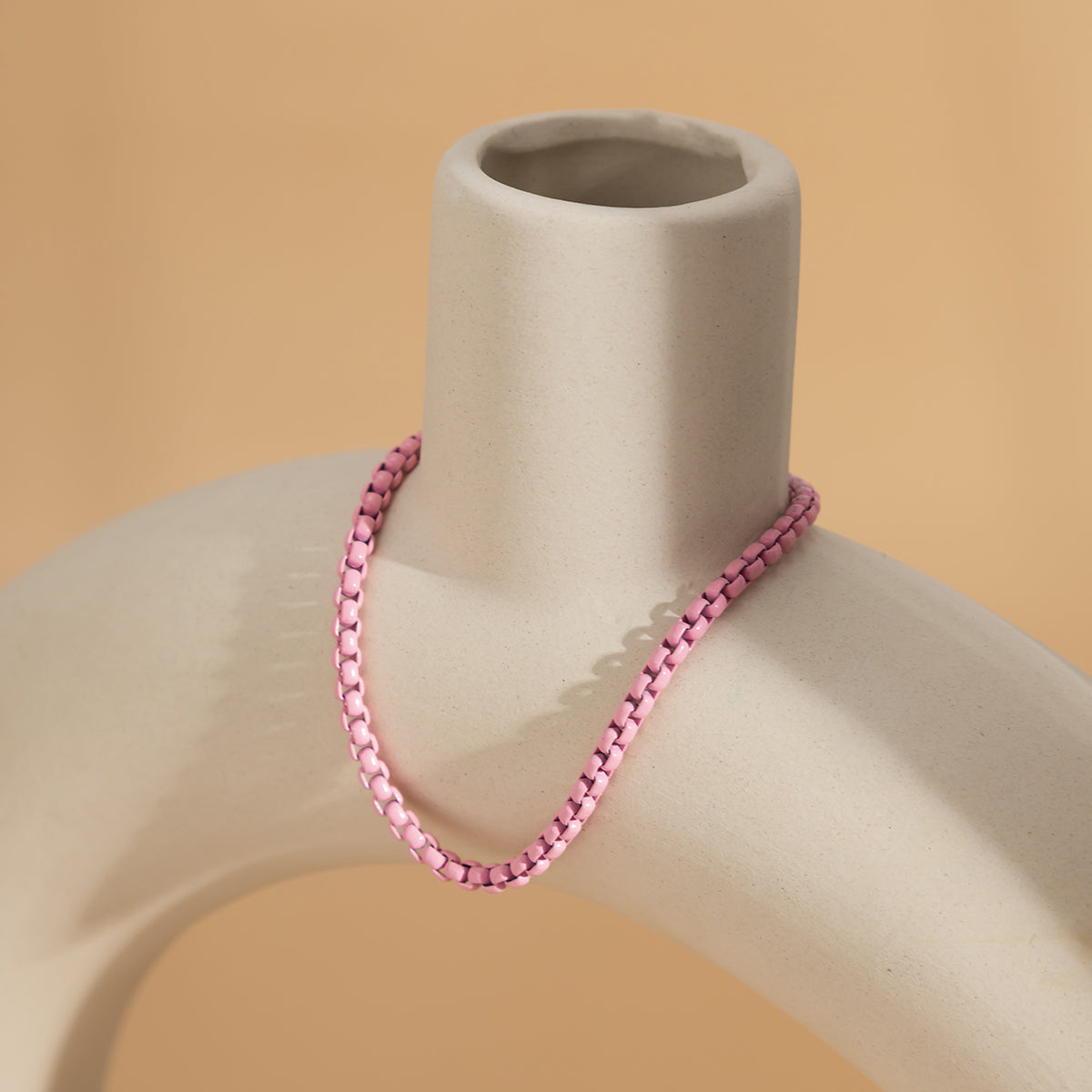 Pink Enamel Popcorn Chain Bracelet, bracelet for women, vintage-inspired design, styled look