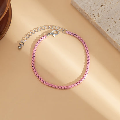Pink Enamel Popcorn Chain Bracelet, bracelet for women, vintage-inspired design, side view